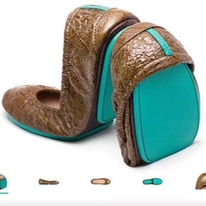 Tieks Textured Brown Leather Flats